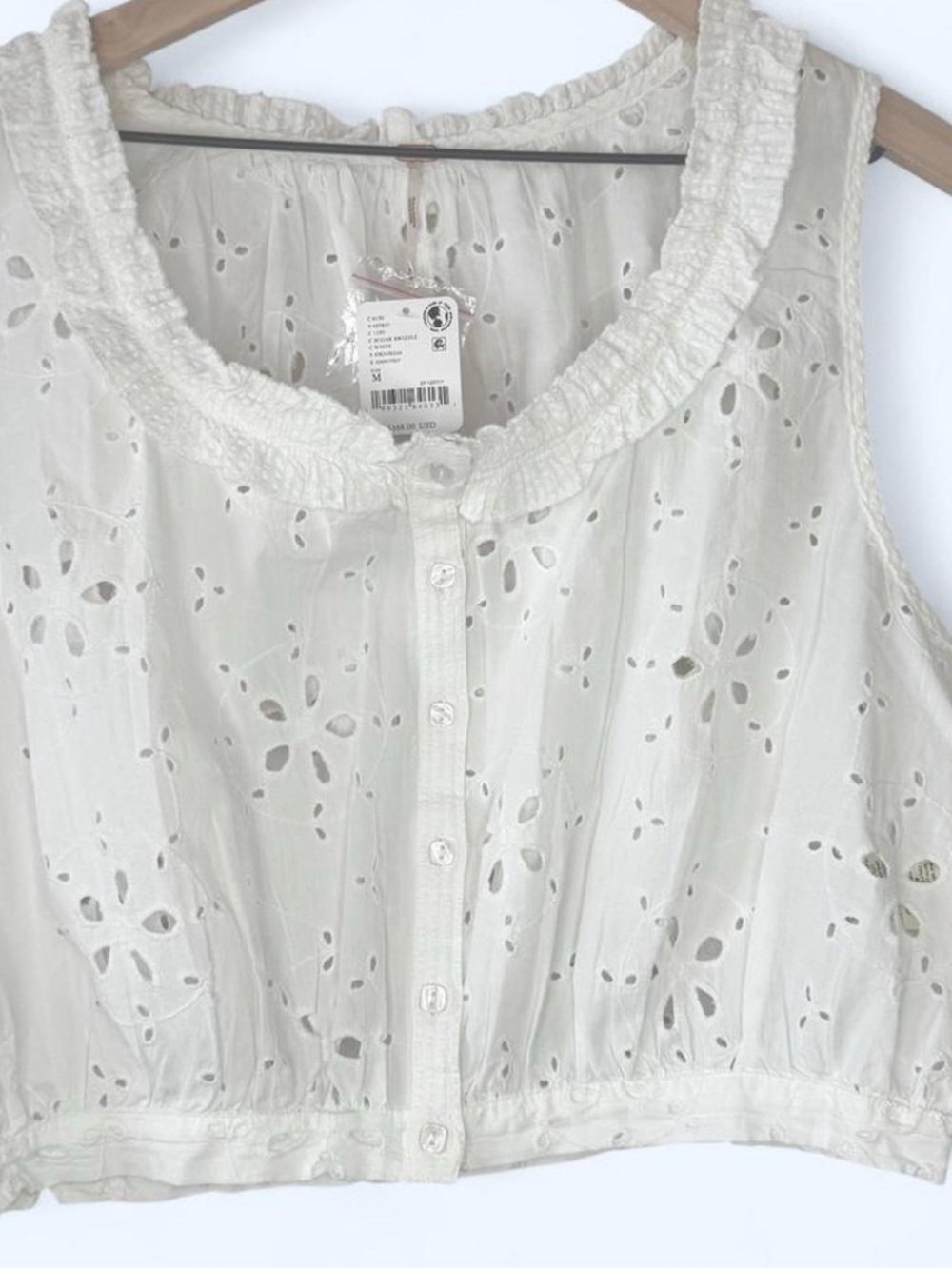 Free People White Eyelet Crop Top